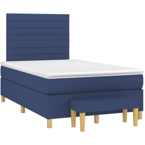 Sommier à lattes de lit avec matelas bleu 120x190 tissu