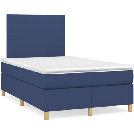 Sommier à lattes de lit avec matelas bleu 120x190 tissu