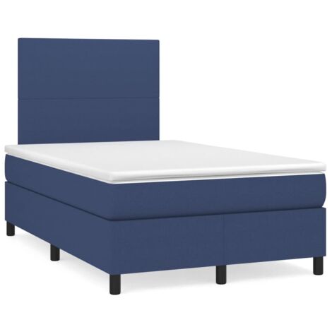 Sommier à lattes de lit avec matelas bleu 120x190 tissu