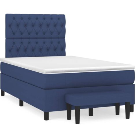 Sommier à lattes de lit avec matelas bleu 120x190 tissu