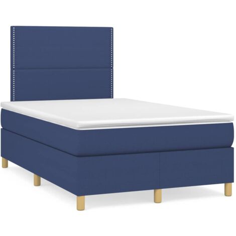 Sommier à lattes de lit avec matelas bleu 120x190 tissu