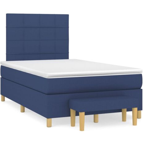 Sommier à lattes de lit avec matelas bleu 120x190 tissu