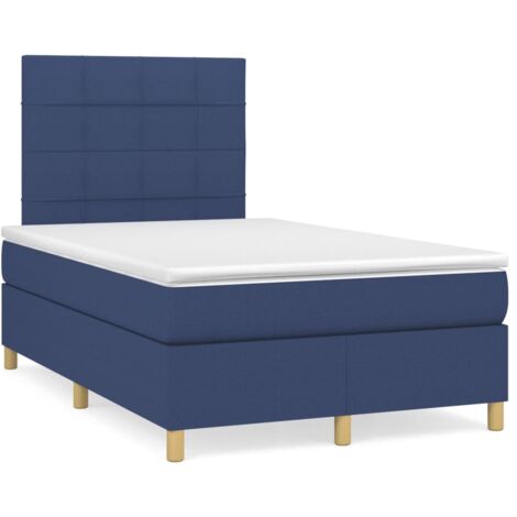 Sommier à lattes de lit avec matelas bleu 120x190 tissu