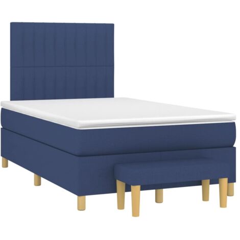Sommier à lattes de lit avec matelas bleu 120x190 tissu