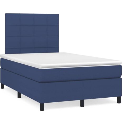 Sommier à lattes de lit avec matelas bleu 120x190 tissu