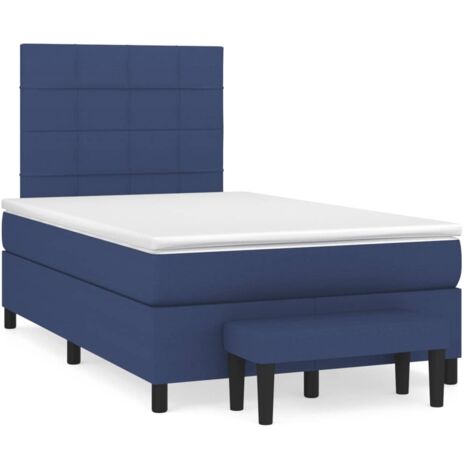 Sommier à lattes de lit avec matelas bleu 120x190 tissu