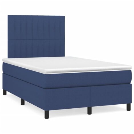 Sommier à lattes de lit avec matelas bleu 120x190 tissu