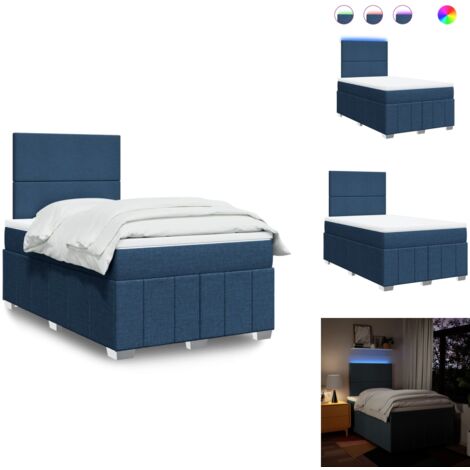 Sommier à lattes de lit avec matelas Bleu 120x200 cm Tissu - Sommier À Lattes De Lit - Sommiers À Lattes De Lit - Lit - Meuble De Chambre À Coucher