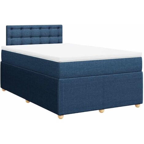 Sommier à lattes de lit avec matelas Bleu 120x200 cm Tissu vidaXL