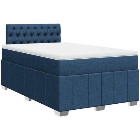 Sommier à lattes de lit avec matelas Bleu 120x200 cm Tissu vidaXL