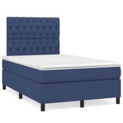 Sommier à lattes de lit avec matelas Bleu 120x200 Tissu