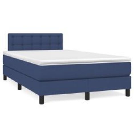 Sommier à lattes de lit avec matelas Bleu 120x200 Tissu