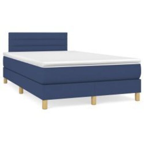 Sommier à lattes de lit avec matelas Bleu 120x200 Tissu