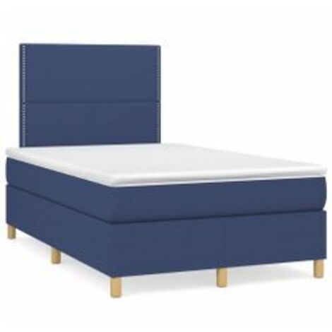 Sommier à lattes de lit avec matelas Bleu 120x200 Tissu
