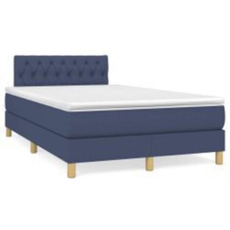 Sommier à lattes de lit avec matelas Bleu 120x200 Tissu