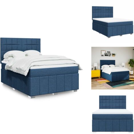 Sommier à lattes de lit avec matelas Bleu 140x190 cm Tissu - Sommier À Lattes De Lit - Sommiers À Lattes De Lit - Lit - Meuble De Chambre À Coucher