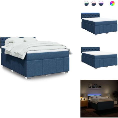 Sommier à lattes de lit avec matelas Bleu 140x190 cm Tissu - Sommier À Lattes De Lit - Sommiers À Lattes De Lit - Lit - Meuble De Chambre À Coucher