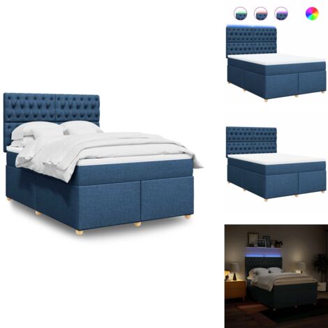 Sommier à lattes de lit avec matelas Bleu 140x190 cm Tissu - Sommier À Lattes De Lit - Sommiers À Lattes De Lit - Lit - Meuble De Chambre À Coucher