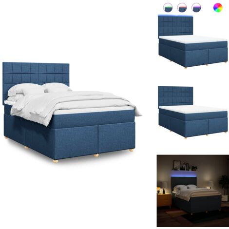 Sommier à lattes de lit avec matelas Bleu 140x190 cm Tissu - Sommier À Lattes De Lit - Sommiers À Lattes De Lit - Lit - Meuble De Chambre À Coucher