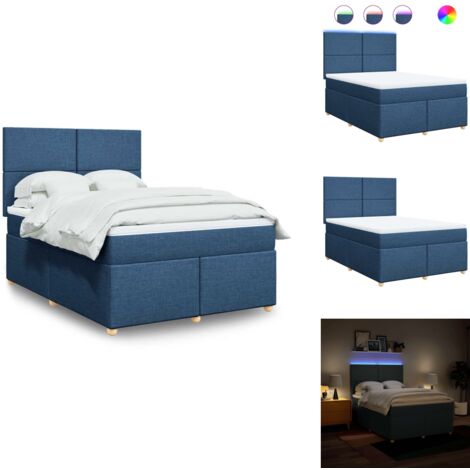 Sommier à lattes de lit avec matelas Bleu 140x190 cm Tissu - Sommier À Lattes De Lit - Sommiers À Lattes De Lit - Lit - Meuble De Chambre À Coucher