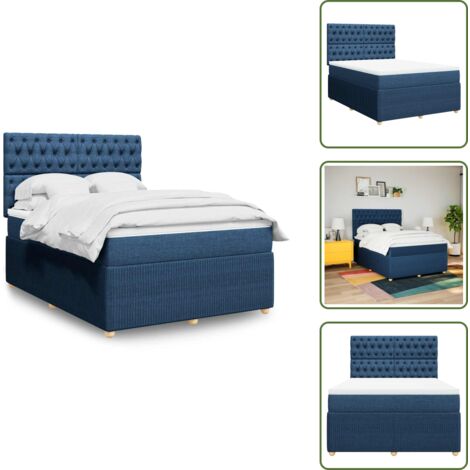 Sommier à lattes de lit avec matelas Bleu 140x190 cm Tissu - Sommier À Lattes De Lit - Sommiers À Lattes De Lit - Lit - Meuble De Chambre À Coucher