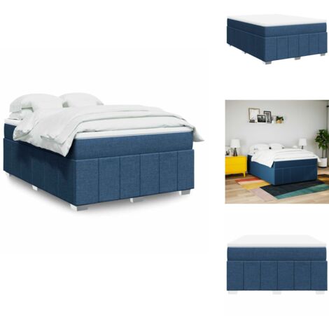 Sommier à lattes de lit avec matelas Bleu 140x190 cm Tissu - Sommier À Lattes De Lit - Sommiers À Lattes De Lit - Lit - Meuble De Chambre À Coucher
