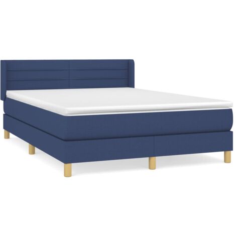 Sommier à lattes de lit avec matelas Bleu 140x190 Tissu