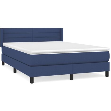 Sommier à lattes de lit avec matelas Bleu 140x190 Tissu