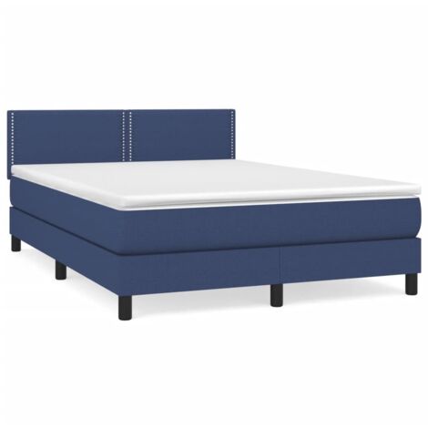 Sommier à lattes de lit avec matelas Bleu 140x190 Tissu