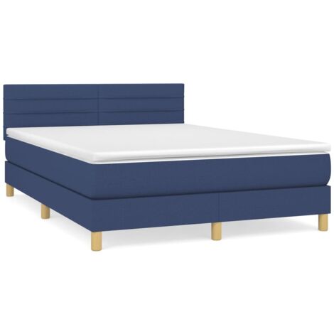 Sommier à lattes de lit avec matelas Bleu 140x190 Tissu