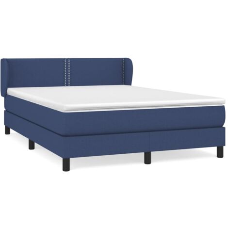 Sommier à lattes de lit avec matelas Bleu 140x190 Tissu