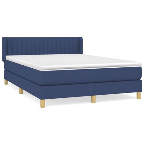 Sommier à lattes de lit avec matelas Bleu 140x190 Tissu
