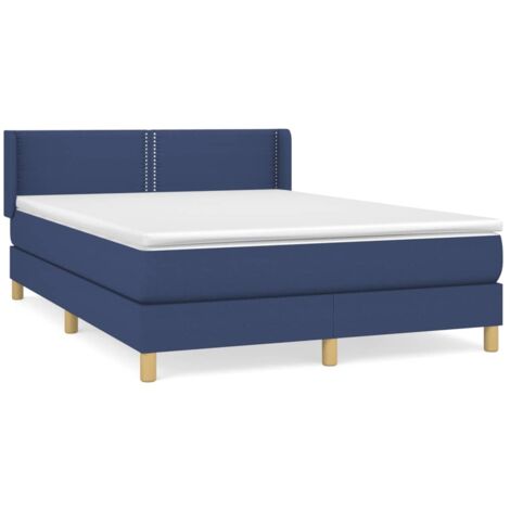 Sommier à lattes de lit avec matelas Bleu 140x190 Tissu