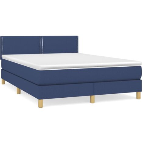 Sommier à lattes de lit avec matelas Bleu 140x190 Tissu