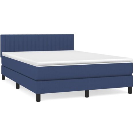 Sommier à lattes de lit avec matelas Bleu 140x190 Tissu