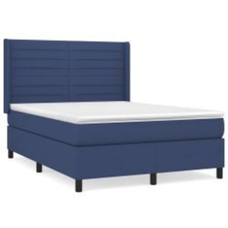 Sommier à lattes de lit avec matelas Bleu 140x190 Tissu
