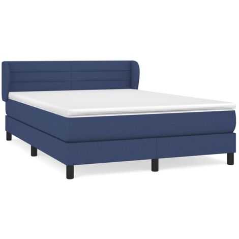 Sommier à lattes de lit avec matelas Bleu 140x190 Tissu