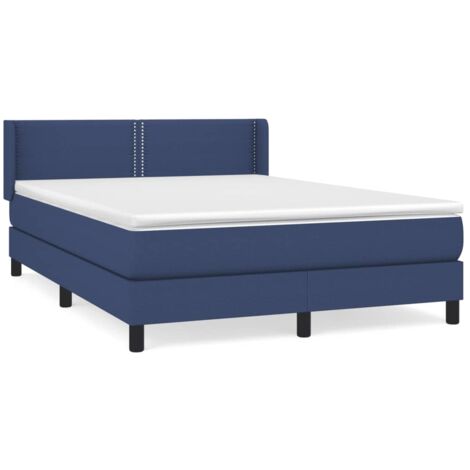 Sommier à lattes de lit avec matelas Bleu 140x190 Tissu
