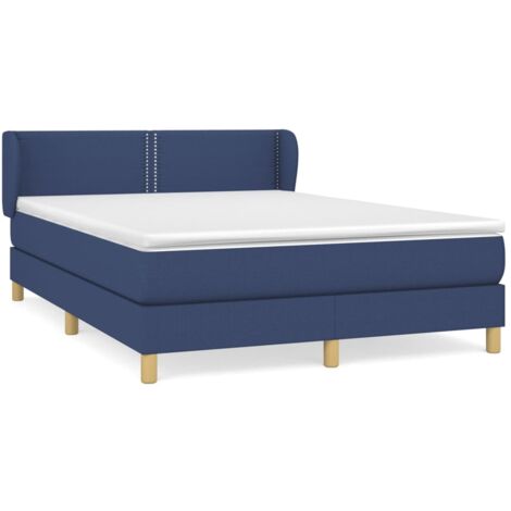Sommier à lattes de lit avec matelas Bleu 140x190 Tissu