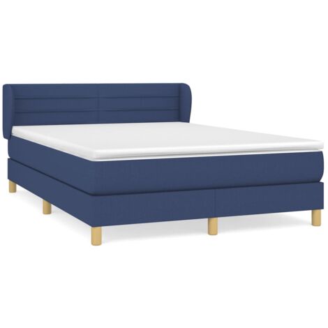 Sommier à lattes de lit avec matelas Bleu 140x190 Tissu