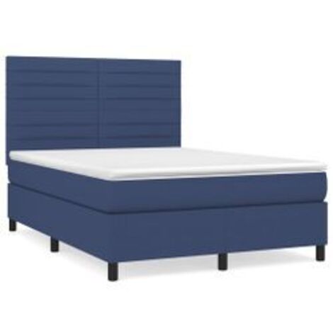 Sommier à lattes de lit avec matelas Bleu 140x190 Tissu