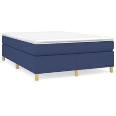 Sommier à lattes de lit avec matelas Bleu 140x190 Tissu