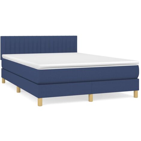 Sommier à lattes de lit avec matelas Bleu 140x190 Tissu
