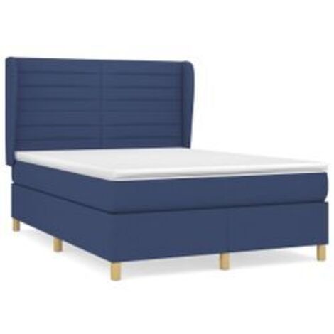 Sommier à lattes de lit avec matelas Bleu 140x190 Tissu