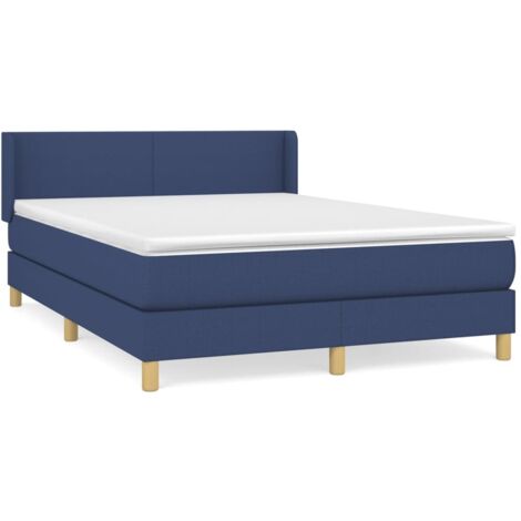 Sommier à lattes de lit avec matelas Bleu 140x190 Tissu