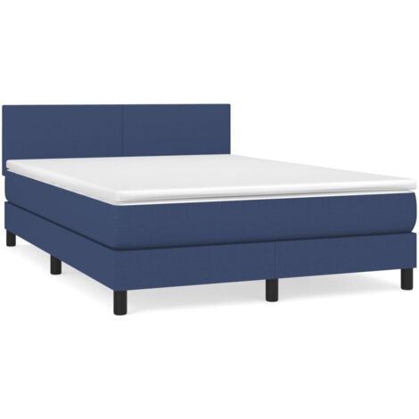 Sommier à lattes de lit avec matelas Bleu 140x190 Tissu