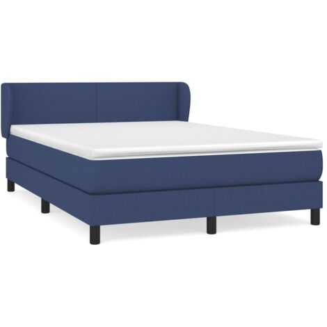 Sommier à lattes de lit avec matelas Bleu 140x190 Tissu