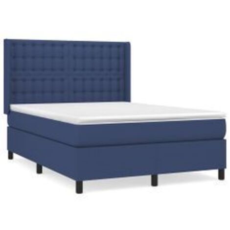 Sommier à lattes de lit avec matelas Bleu 140x190 Tissu