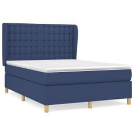 Sommier à lattes de lit avec matelas Bleu 140x190 Tissu