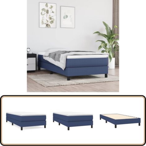 Sommier à lattes de lit avec matelas Bleu 80x200 cm Tissu - Lit Double - Lit Plateforme - Matelas À Ressorts Ensachés - Literie - Chambre À Coucher